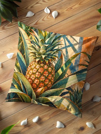 Golden Pineapple Tropical Pillow Cover