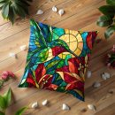 Sunlit Hummingbird Stained Glass Pillow Cover