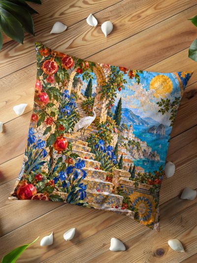 Mediterranean Garden Stairway Pillow Cover