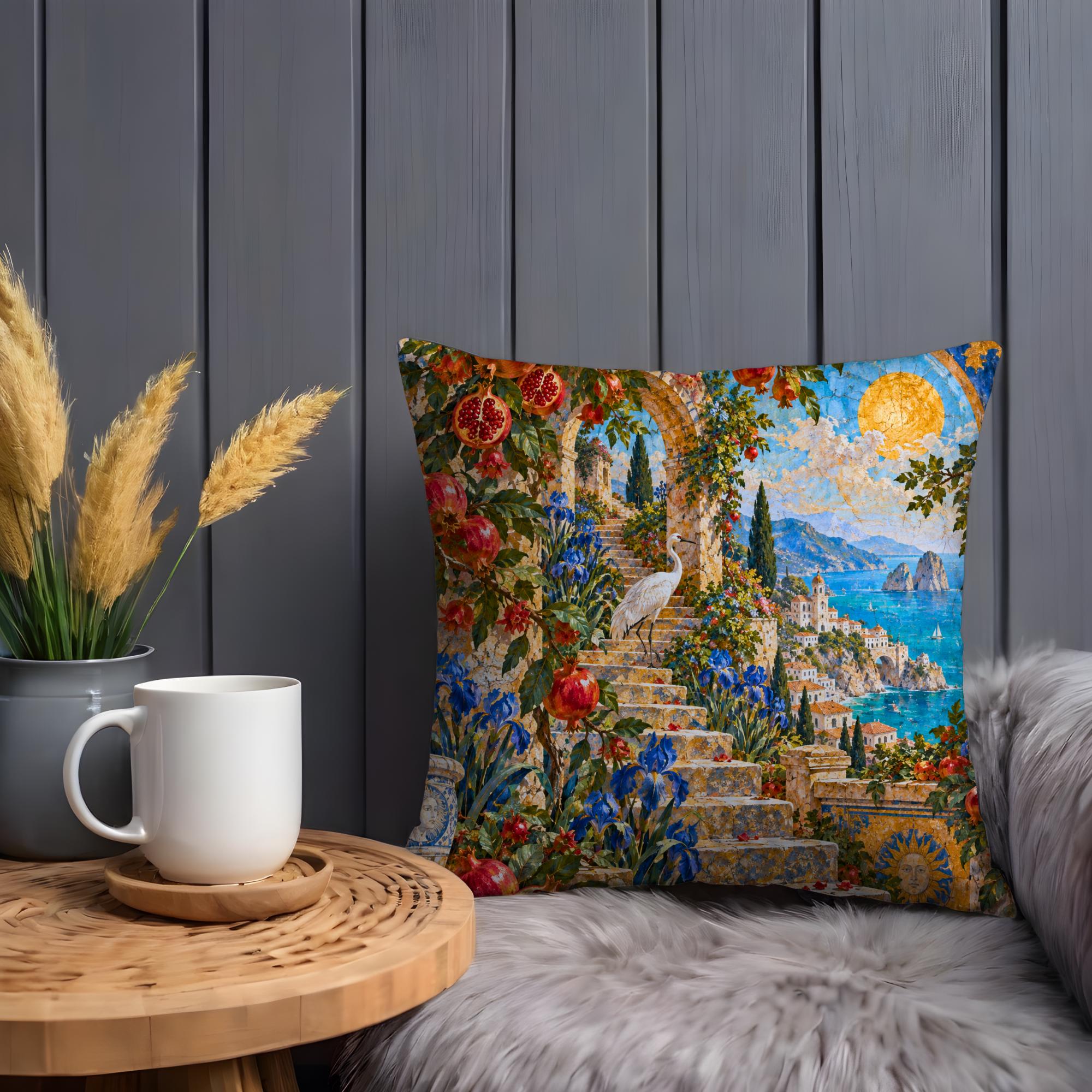 Mediterranean Garden Stairway Pillow Cover - Image 3