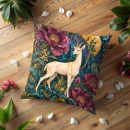 Moonlit White Gazelle and Burgundy Peony Pillow Cover