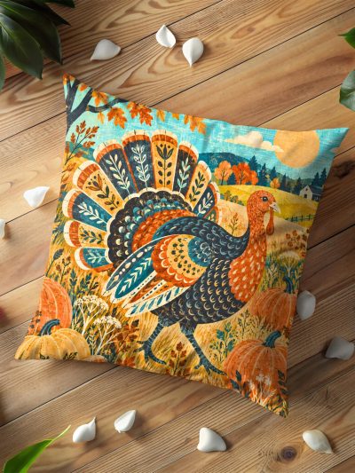 Majestic Harvest Turkey Pillow Cover