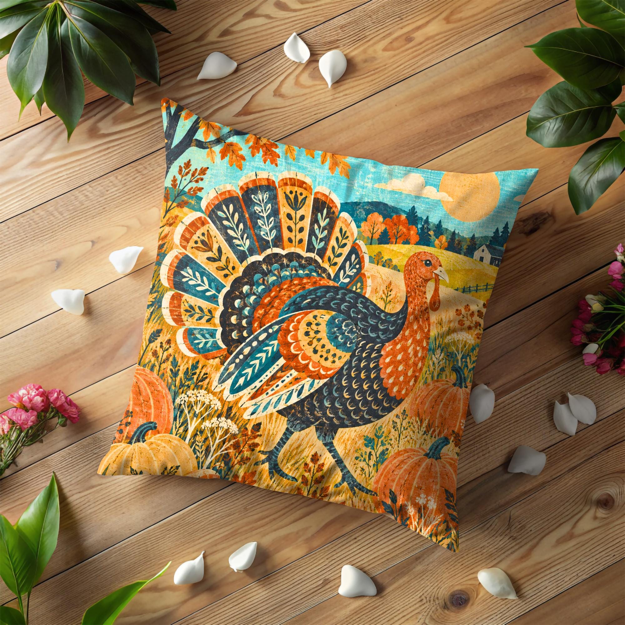 Majestic Harvest Turkey Pillow Cover