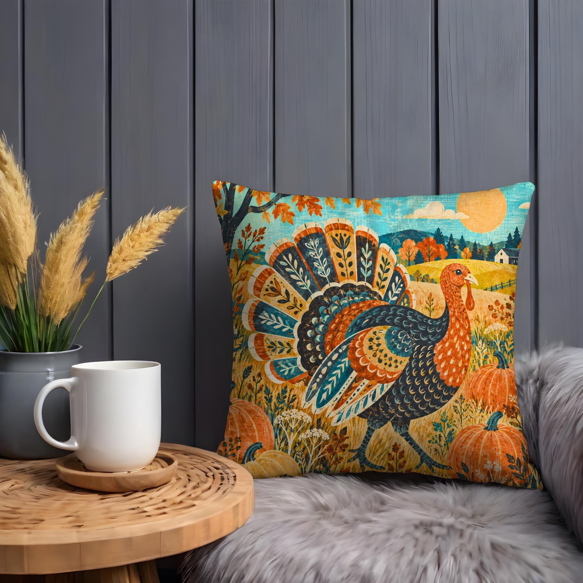 Majestic Harvest Turkey Pillow Cover - Image 2