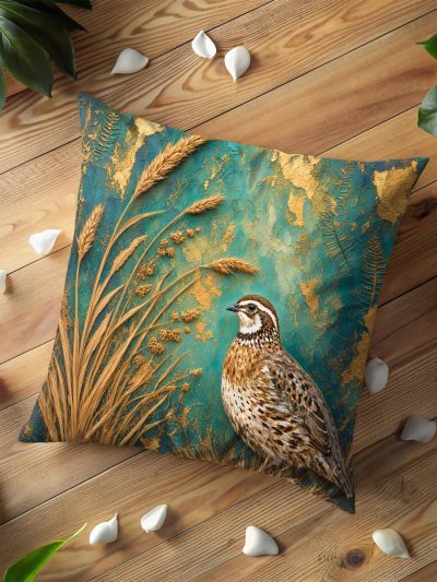 Golden Meadow Bobwhite Quail Pillow Cover
