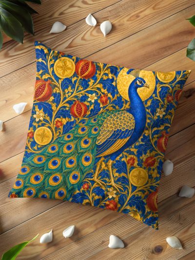 Royal Peacock and Pomegranate Pillow Cover